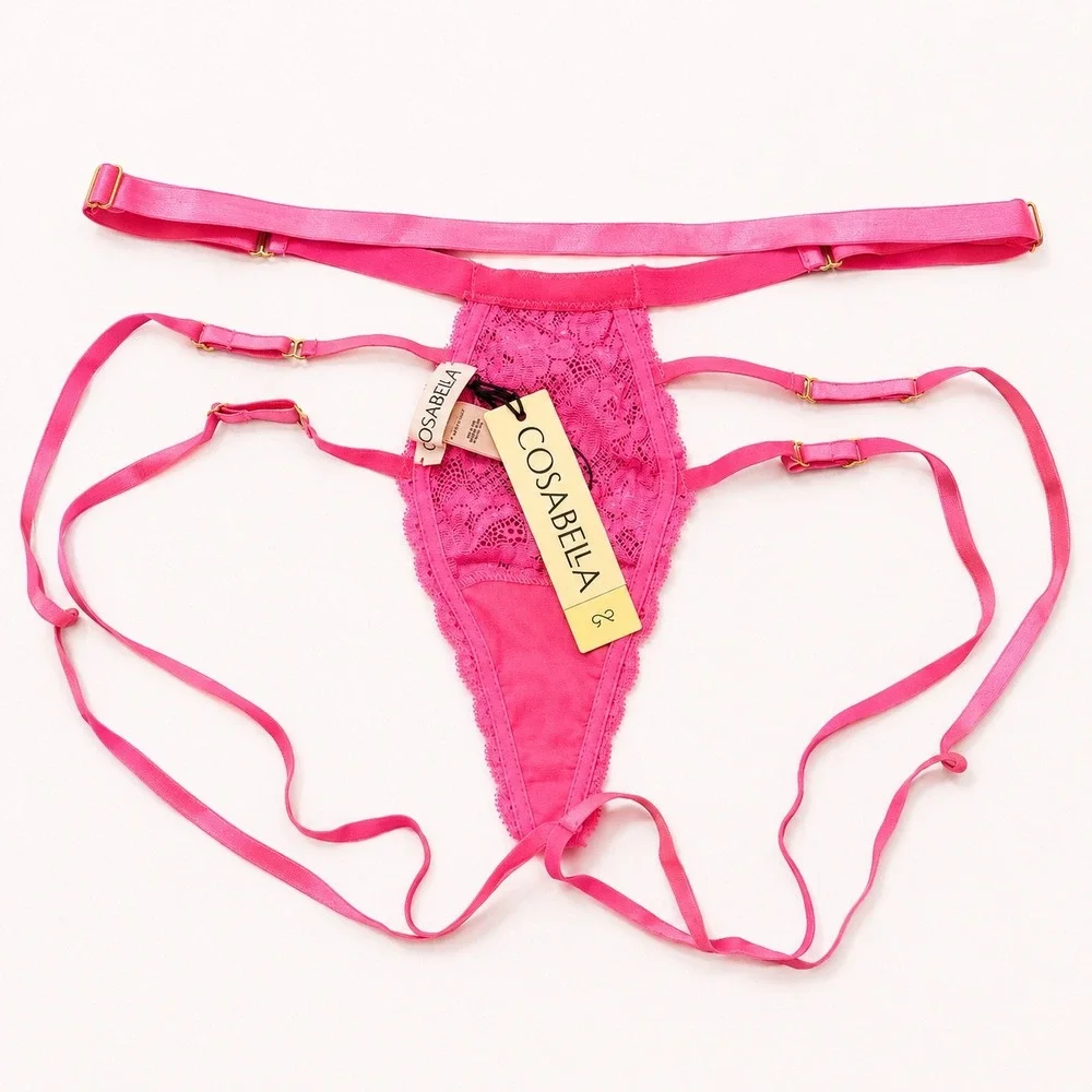 COSABELLA Ouvert Panty Rani Pink Lace Open Crotch Lingerie -‎ M/L / NWT